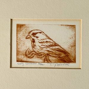 Limited Edition Matted Lithograph Print "Song Sparrow" By Doug Forsythe